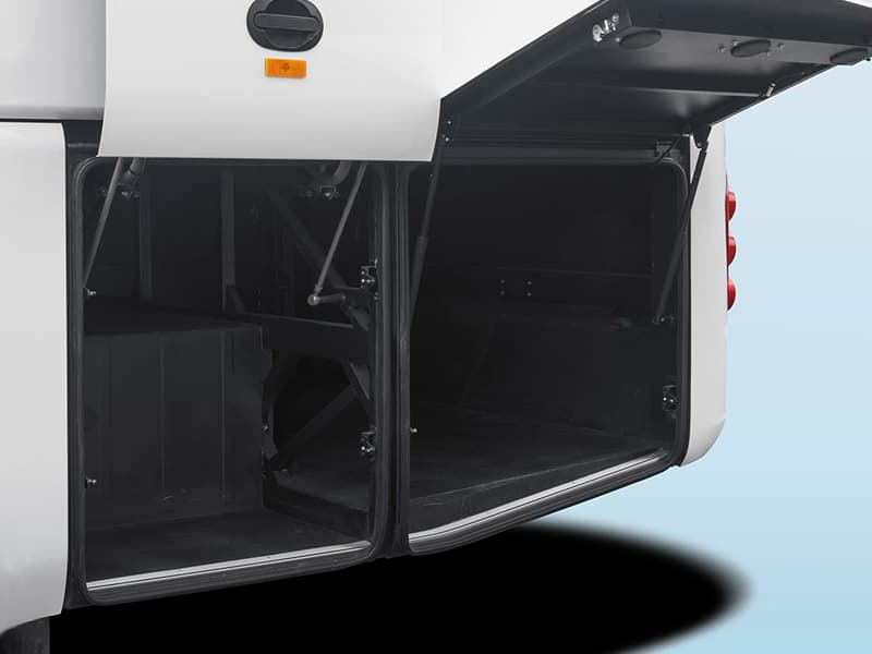 Large luggage compartment in Jader Luxury Coach